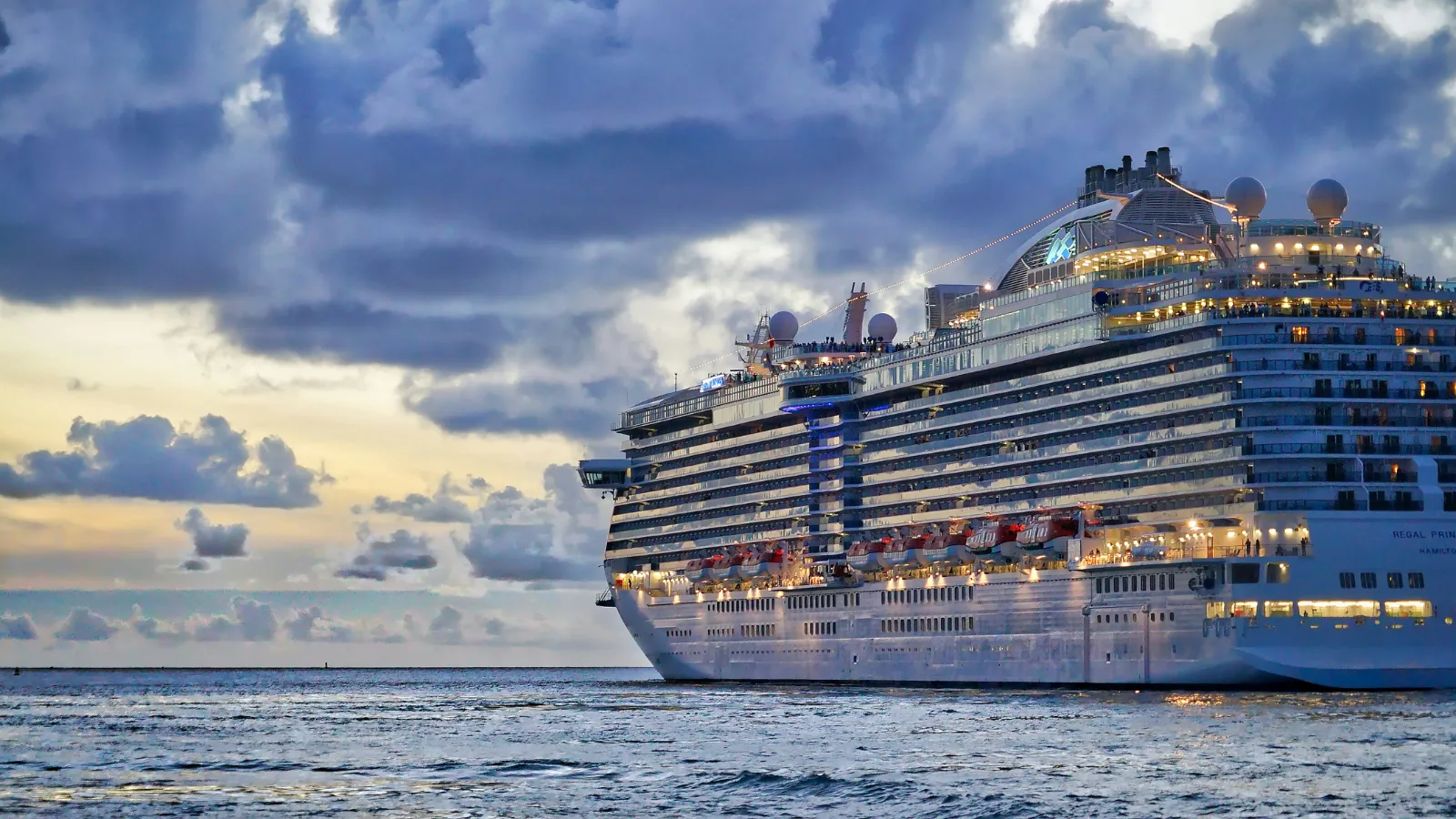 stock photo cruise ship in water.